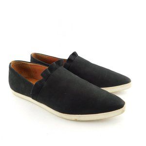GENTLE SOULS Black Suede Leather Ruffle Slip-on Sneaker Flats Loafers 7.5